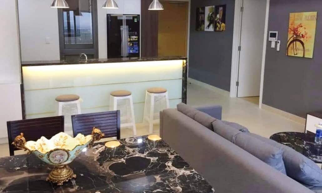 Cho thuê căn hộ T4 Masteri Thảo Điền 3 phòng ngủ view sông lầu cao nhà đẹp